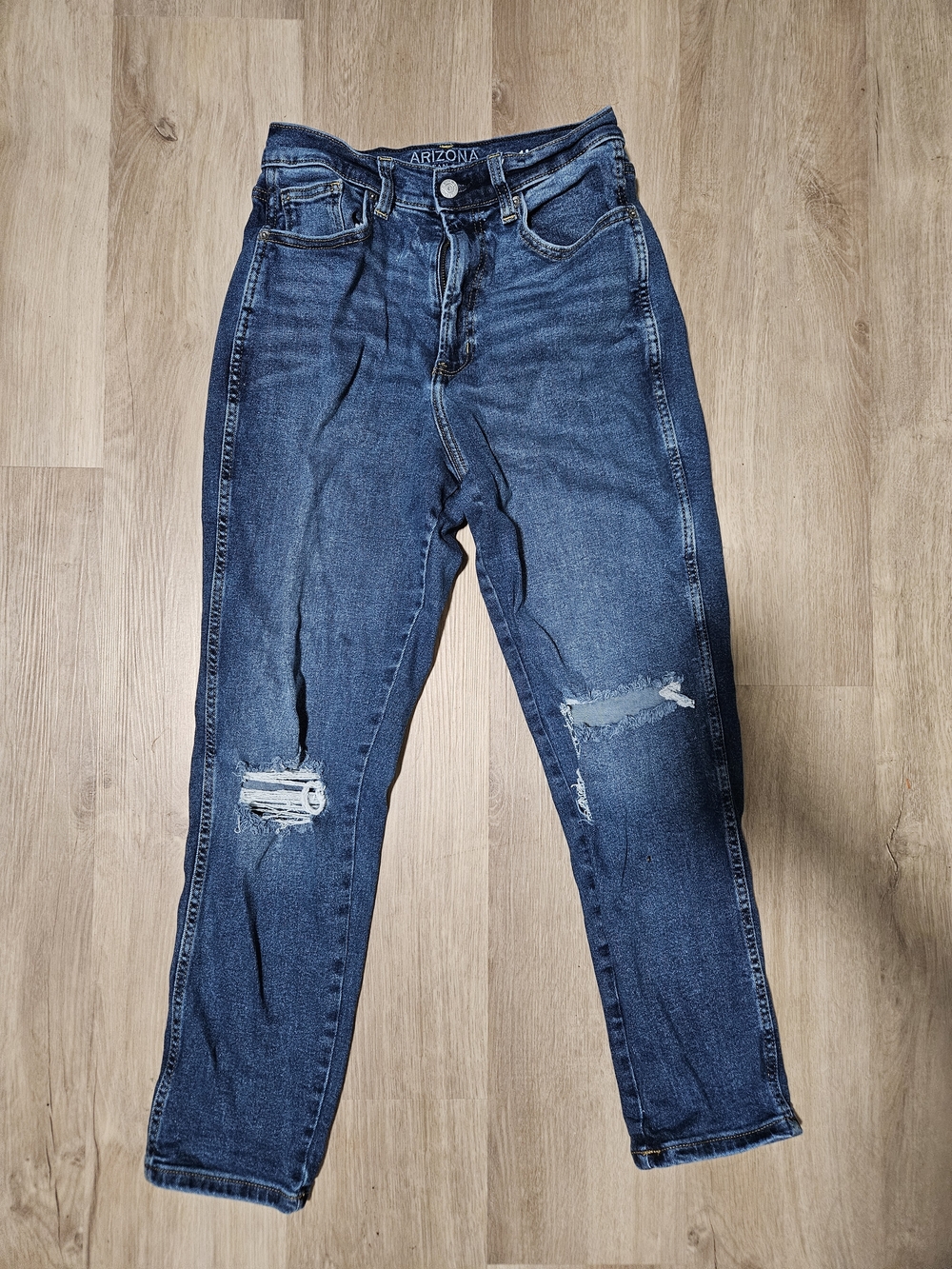 Arizona Jean Company Highest-Rise Mom Jean Distressed Women's Jeans - Dark Blue